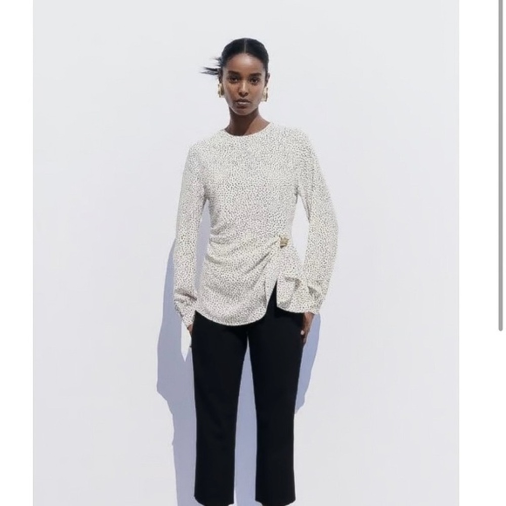 Zara black and white polka dot long sleeves top
